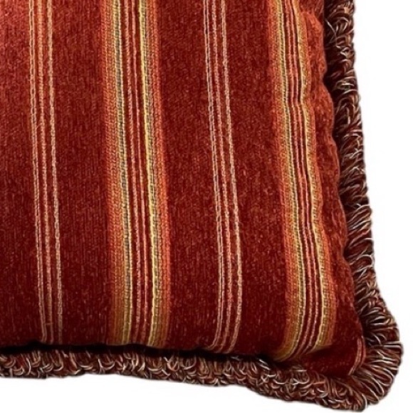 Striped Red and Gold Throw Pillow - Picture 3 of 3